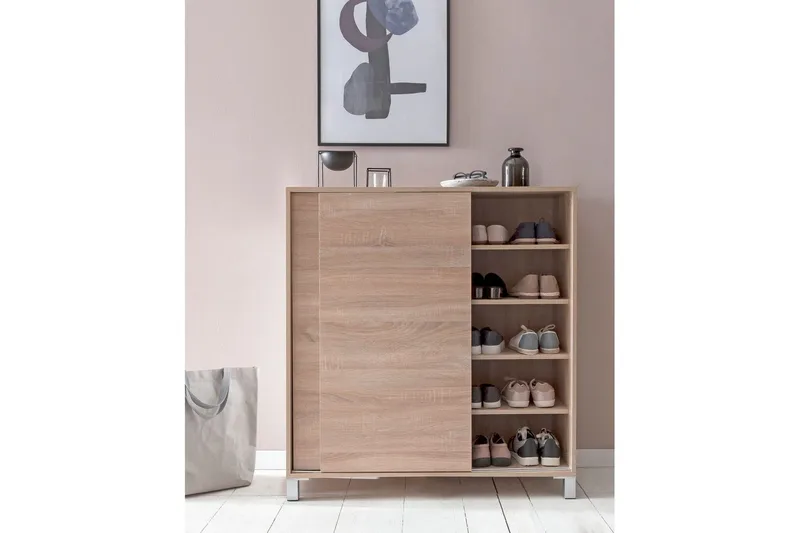 Skoskåp Wohnling melaminbelagd MDF, skjutdörrar, för 20 par Sonoma - Sonoma - Products - Förvaring - Skåp - Förvaringsskåp