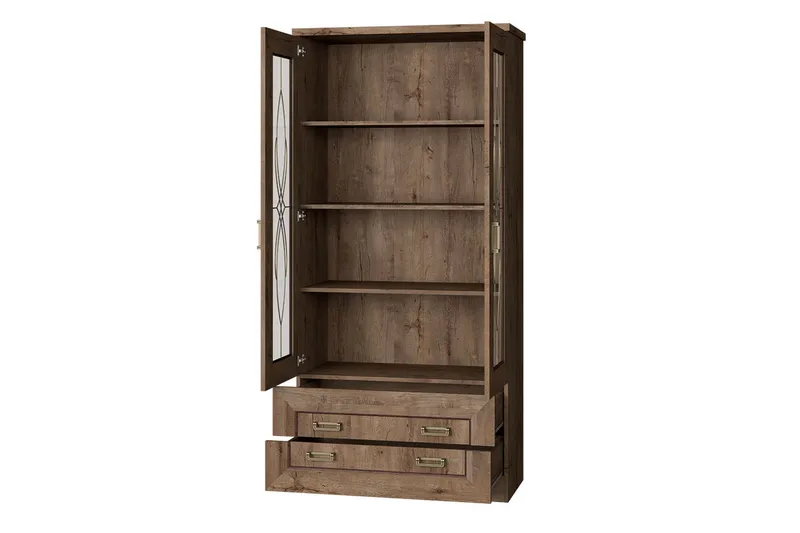 Tadeusz Vitrinskåp 40 cm djup 90 cm bred 191 cm hög Trä - Brun - Products - Förvaring - Skåp - Vitrinskåp