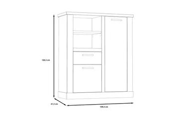 Talebi Skänk 41 cm djup 110 cm bred 128 cm hög Ljust Trä - Brun/Vit - Products - Förvaring - Skåp - Vitrinskåp
