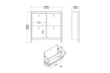 Vallvidera Skoskåp 25x102 cm - Vit/Natur - Products - Förvaring - Skåp - Förvaringsskåp