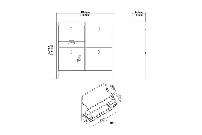 Vallvidera Skoskåp 25x102 cm - Vit/Natur - Products - Förvaring - Skåp - Förvaringsskåp
