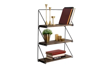 Rinorea Vägghylla 60x15 cm 3 Hyllor - Svart/Mörkbrun - Products - Förvaring - Småförvaring - Väggförvaring