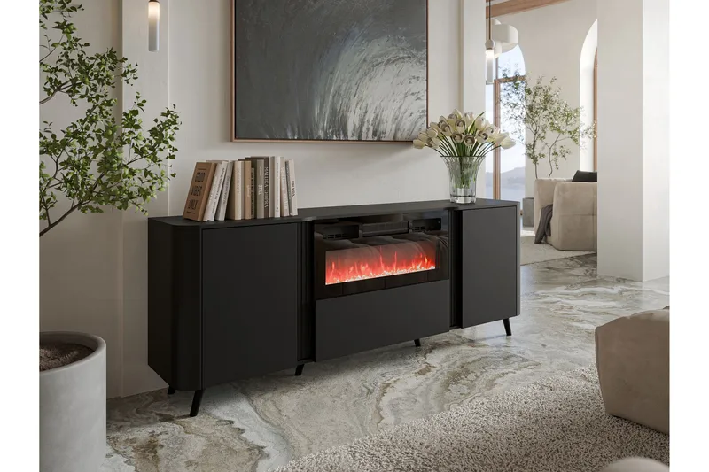 Clement Byrå 200 cm - Svart - Products - Inredning - Kaminer - Kamin utan skorsten - Elkamin