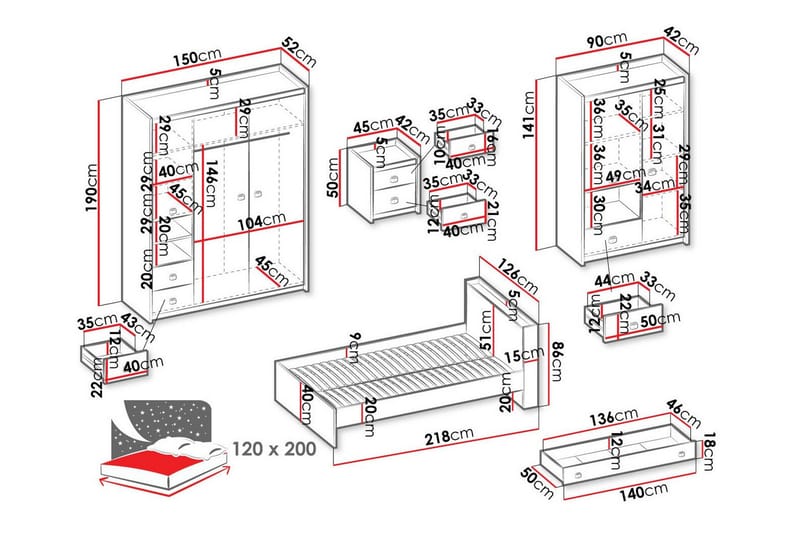 Rathmore Möbelset För Barnrum - Grå - Products - Möbler - Barnmöbler - Barnmöbelset