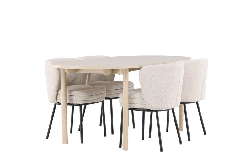 Andy Matgrupp 180 cm Oval med 4 Agnes stolar - Whitewash/Vit - Products - Möbler - Bord & matgrupp - Matgrupp
