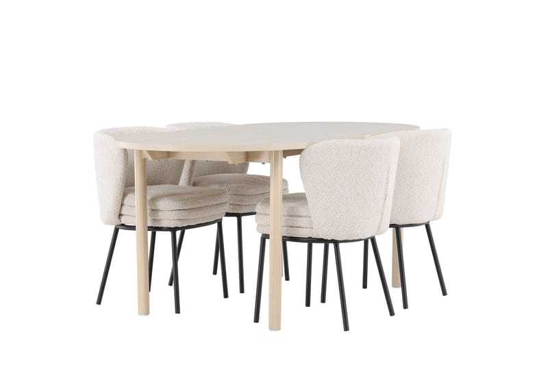 Andy Matgrupp 180 cm Oval med 4 Agnes stolar - Whitewash/Vit - Products - Möbler - Bord & matgrupp - Matgrupp
