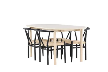 Andy Matgrupp 180 cm Oval med 4 Alfons stolar - Whitewash/Svart - Products - Möbler - Bord & matgrupp - Matgrupp