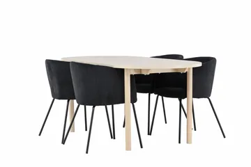 Andy Matgrupp 180 cm Oval med 4 Berit stolar - Whitewash/Svart - Products - Möbler - Bord & matgrupp - Matgrupp