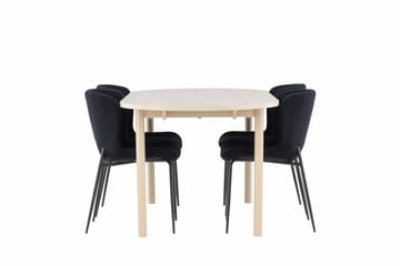 Andy Matgrupp 180 cm Oval med 4 Modesto stolar - Whitewash/Svart - Products - Möbler - Bord & matgrupp - Matgrupp