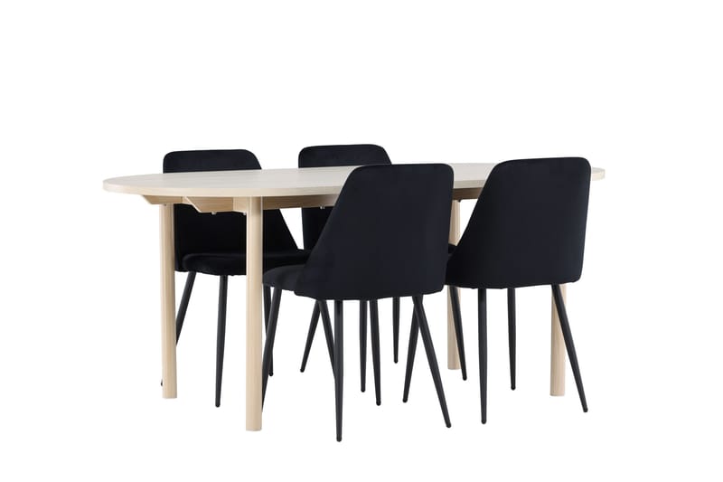 Andy Matgrupp 180 cm Oval med 4 Night stolar - Whitewash/Svart - Products - Möbler - Bord & matgrupp - Matgrupp