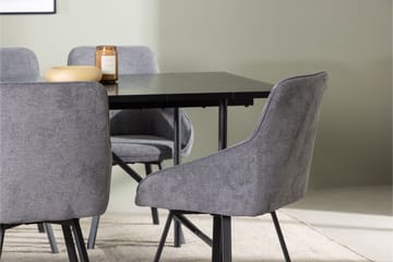 Astrid Matgrupp 200 cm Rektangulär med 6 Rosie stolar - Svart - Products - Möbler - Bord & matgrupp - Matgrupp