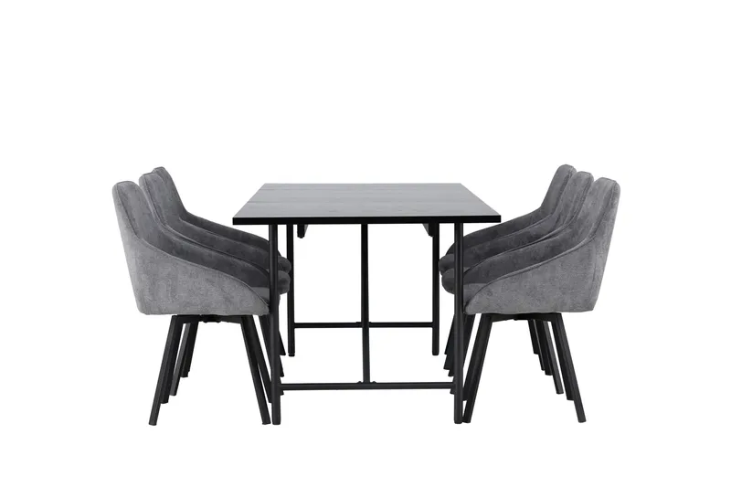 Astrid Matgrupp 200 cm Rektangulär med 6 Rosie stolar - Svart - Products - Möbler - Bord & matgrupp - Matgrupp