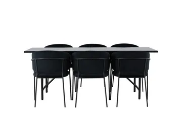 Astrid Matgrupp 200 cm Rektangulär med 6 Selma Stolar - Svart - Products - Möbler - Bord & matgrupp - Matgrupp