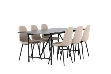 Astrid Matgrupp 200 cm Rektangulär med 6 Polar stolar - Beige - Products - Möbler - Bord & matgrupp - Matgrupp