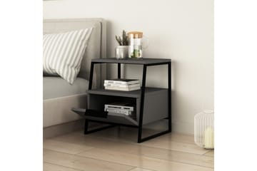Bodsjö Sängbord 45 cm med Förvaring Hylla + Lucka - Grå/Svart - Products - Möbler - Bord & matgrupp - Avlastningsbord & sidobord - Sängbord & nattduksbord