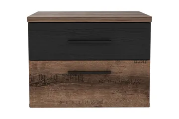 Cannop Sängbord 52 cm med Förvaring 2 Lådor - Brun/Svart - Products - Möbler - Bord & matgrupp - Avlastningsbord & sidobord - Sängbord & nattduksbord