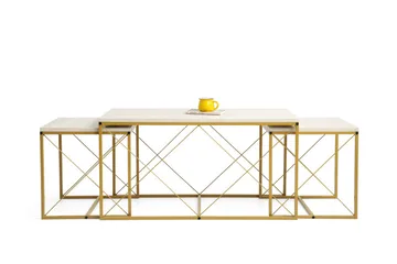 Defneia Soffbord 100 cm - Guld/Marmor - Products - Möbler - Bord & matgrupp - Avlastningsbord & sidobord - Satsbord