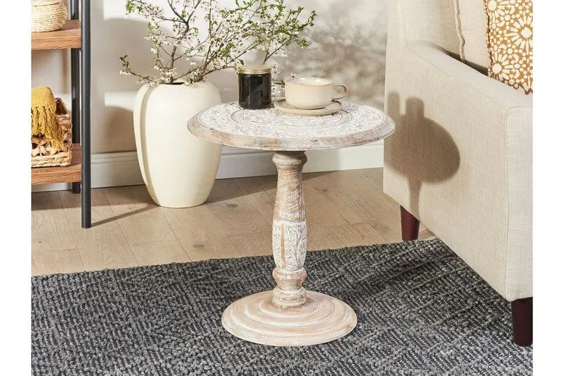 Drusilla Sidobord 45 cm - Ljust trä/Vit - Products - Möbler - Bord & matgrupp - Avlastningsbord & sidobord - Brickbord & småbord