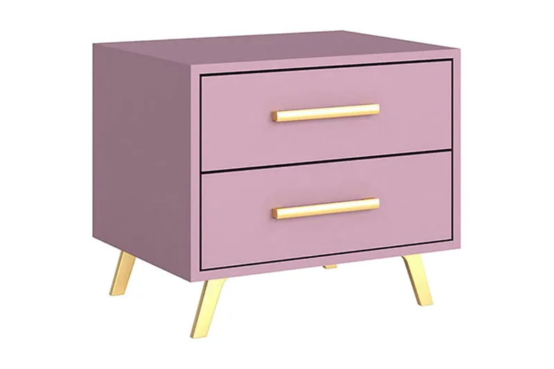 Escaldes Sängbord 54 cm, Matt Lila/Guld