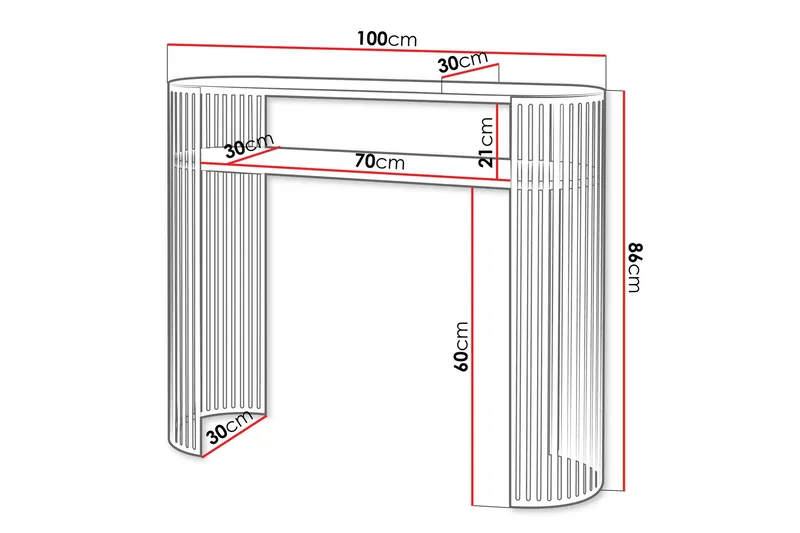 Friend Konsollbord 100 cm - Rosa/Svart - Products - Möbler - Bord & matgrupp - Avlastningsbord & sidobord - Konsolbord & hallbord