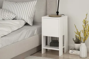 Homitis Sängbord 30 cm med Förvaring Hylla + Lucka - Vit - Products - Möbler - Bord & matgrupp - Avlastningsbord & sidobord - Sängbord & nattduksbord