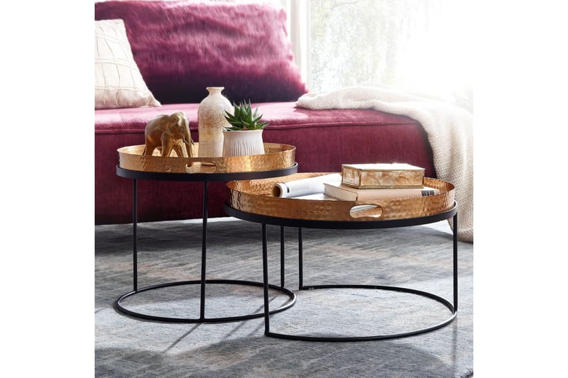 Wilhem Satsbord 46 cm Rund - Guld - Products - Möbler - Bord & matgrupp - Avlastningsbord & sidobord - Satsbord