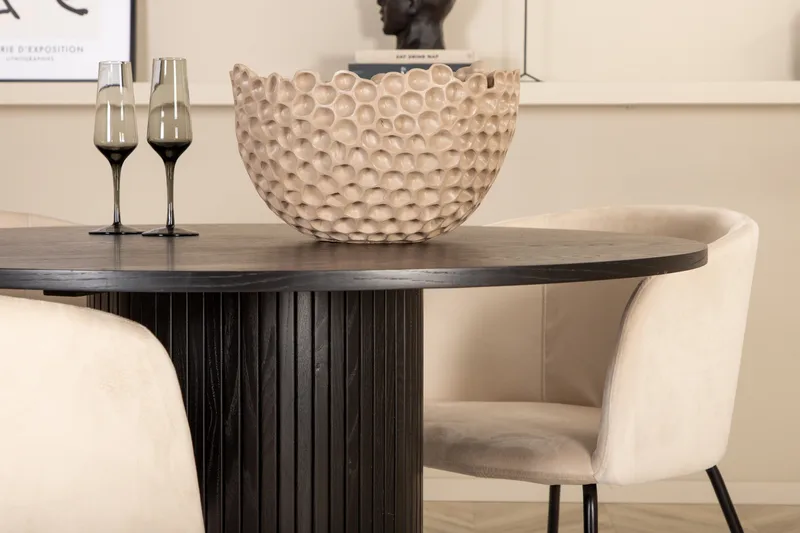 Bianca Matgrupp 110 cm Rund med 4 Berit stolar - Beige - Products - Möbler - Bord & matgrupp - Matgrupp