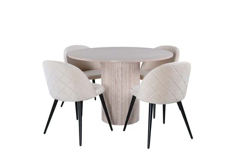 Bianca Matgrupp 110 cm Rund med 4 Velvet stolar - Svart - Products - Möbler - Bord & matgrupp - Matgrupp