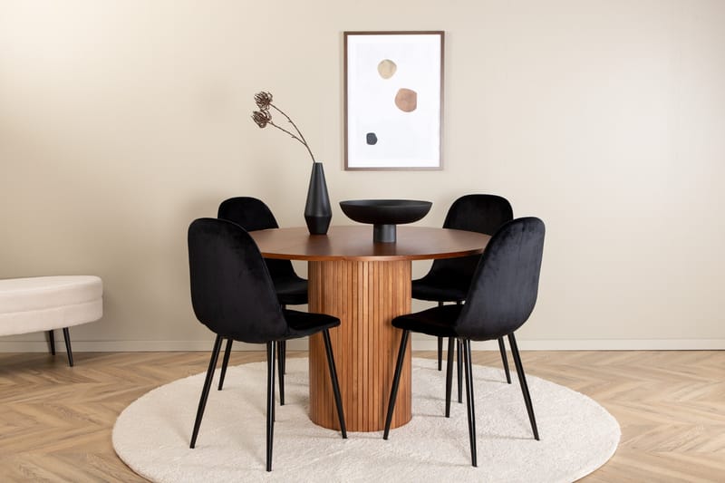 Bianca Matgrupp 110 cm Rund med 4 Polar stolar - Svart - Products - Möbler - Bord & matgrupp - Matgrupp