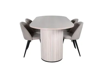 Bianca Matgrupp 200 cm Oval med 4 Velvet stolar - Beige - Products - Möbler - Bord & matgrupp - Matgrupp