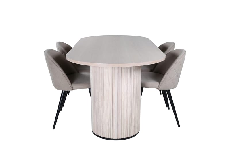 Bianca Matgrupp 200 cm Oval med 4 Velvet stolar - Beige - Products - Möbler - Bord & matgrupp - Matgrupp