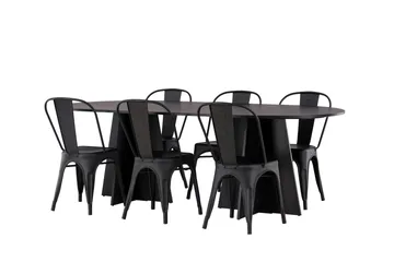 Bootcut Matbord 230x115 cm med 4 Tempe Stolar - Svart - Products - Möbler - Bord & matgrupp - Matbord & köksbord