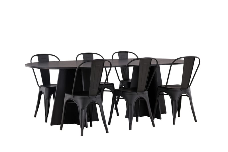 Bootcut Matbord 230x115 cm med 4 Tempe Stolar - Svart - Products - Möbler - Bord & matgrupp - Matbord & köksbord