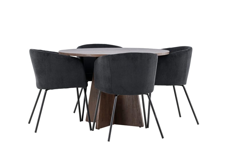 Bootcut Matgrupp 110 cm Rund med 4 Berit stolar - Mocca/Svart - Products - Möbler - Bord & matgrupp - Matgrupp