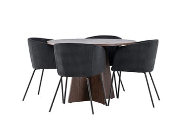 Bootcut Matgrupp 110 cm Rund med 4 Berit stolar - Mocca/Svart - Products - Möbler - Bord & matgrupp - Matgrupp