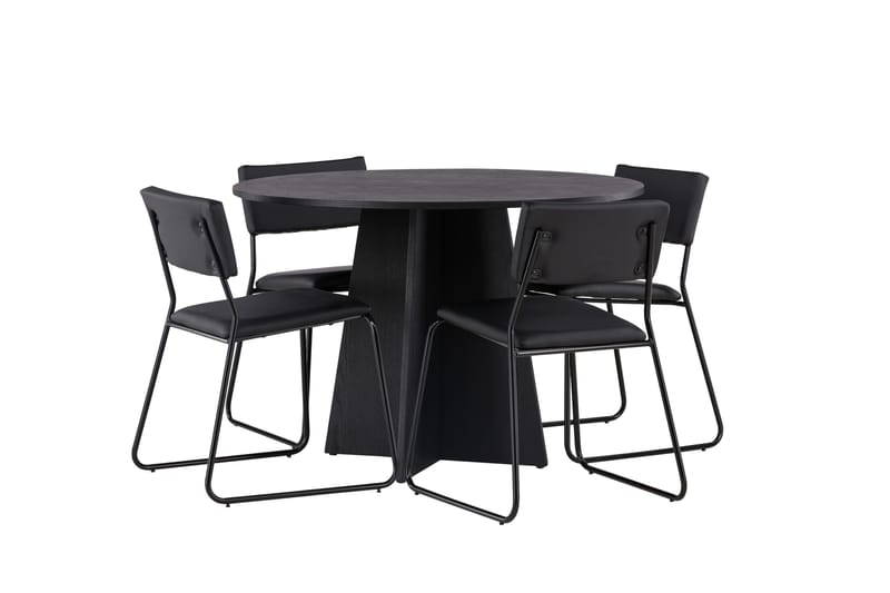 Bootcut Matgrupp 110 cm Rund med 4 Kenth Stolar - Svart - Products - Möbler - Bord & matgrupp - Matgrupp