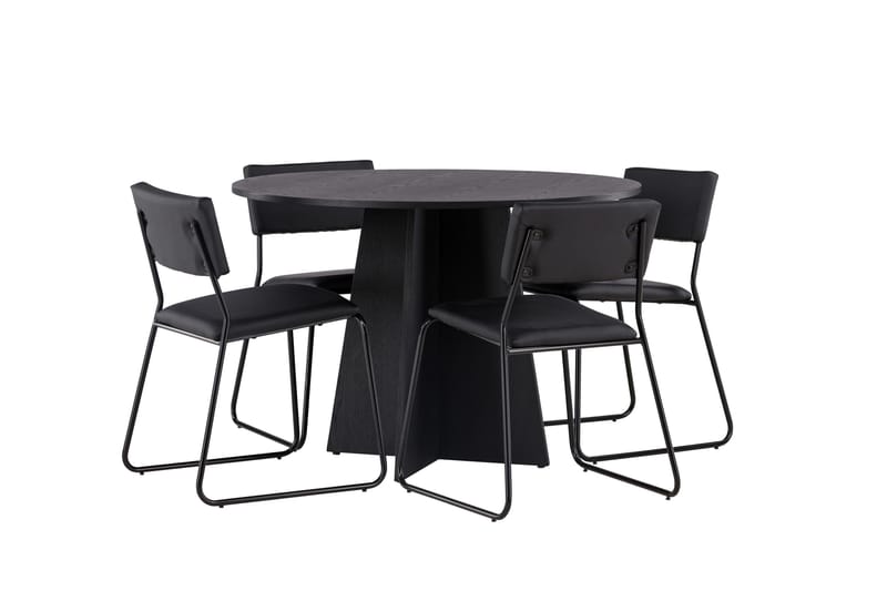Bootcut Matgrupp 110 cm Rund med 4 Kenth Stolar - Svart - Products - Möbler - Bord & matgrupp - Matgrupp