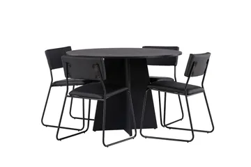 Bootcut Matgrupp 110 cm Rund med 4 Kenth Stolar - Svart - Products - Möbler - Bord & matgrupp - Matgrupp