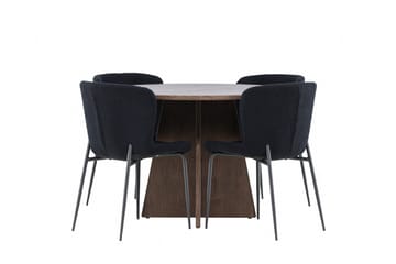 Bootcut Matgrupp 110 cm Rund med 4 Modesto stolar - Mocca/Svart - Products - Möbler - Bord & matgrupp - Matgrupp