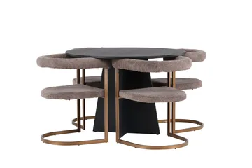 Bootcut Matgrupp 110 cm Rund med 4 Morning stolar - Svart - Products - Möbler - Bord & matgrupp - Matgrupp