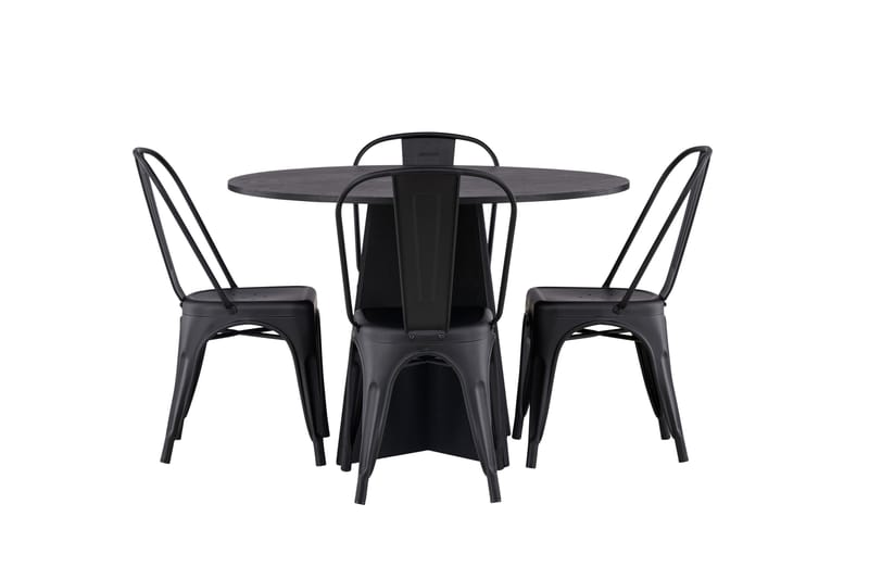 Bootcut Matgrupp 110 cm Rund med 4 Tempe Stolar - Svart - Products - Möbler - Bord & matgrupp - Matgrupp