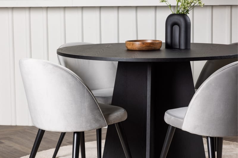 Bootcut Matgrupp 110 cm Rund med 4 Velvet stolar - Svart - Products - Möbler - Bord & matgrupp - Matgrupp