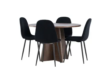 Bootcut Matgrupp 110 cm Rund med 4 Polar stolar - Mocca/Svart - Products - Möbler - Bord & matgrupp - Matgrupp