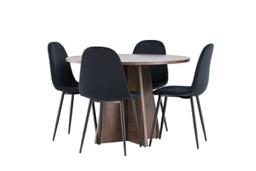 Bootcut Matgrupp 110 cm Rund med 4 Polar stolar - Mocca/Svart - Products - Möbler - Bord & matgrupp - Matgrupp
