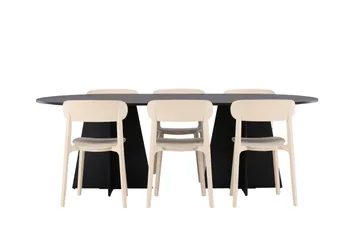 Bootcut Matgrupp 230 cm Oval med 6 Åstol stolar - Svart - Products - Möbler - Bord & matgrupp - Matgrupp