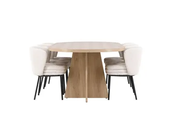 Bootcut Matgrupp 230 cm Rektangulär med 6 Agnes stolar - Whitewash/Vit - Products - Möbler - Bord & matgrupp - Matgrupp