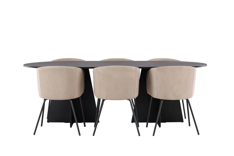 Bootcut Matgrupp 230 cm Rektangulär med 6 Berit stolar - Beige - Products - Möbler - Bord & matgrupp - Matgrupp