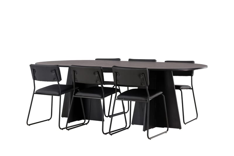 Bootcut Matgrupp 230 cm Rektangulär med 6 Kenth Stolar - Svart - Products - Möbler - Bord & matgrupp - Matgrupp