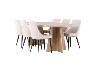 Bootcut Matgrupp 230 cm Rektangulär med 6 Leone stolar - Whitewash/Beige - Products - M öbler - Bord & matgrupp - Matgrupp