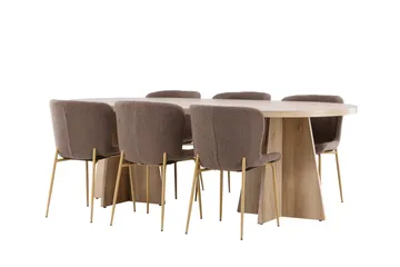 Bootcut Matgrupp 230 cm Rektangulär med 6 Modesto stolar - Whitewash/Brun - Products - Möbler - Bord & matgrupp - Matgrupp